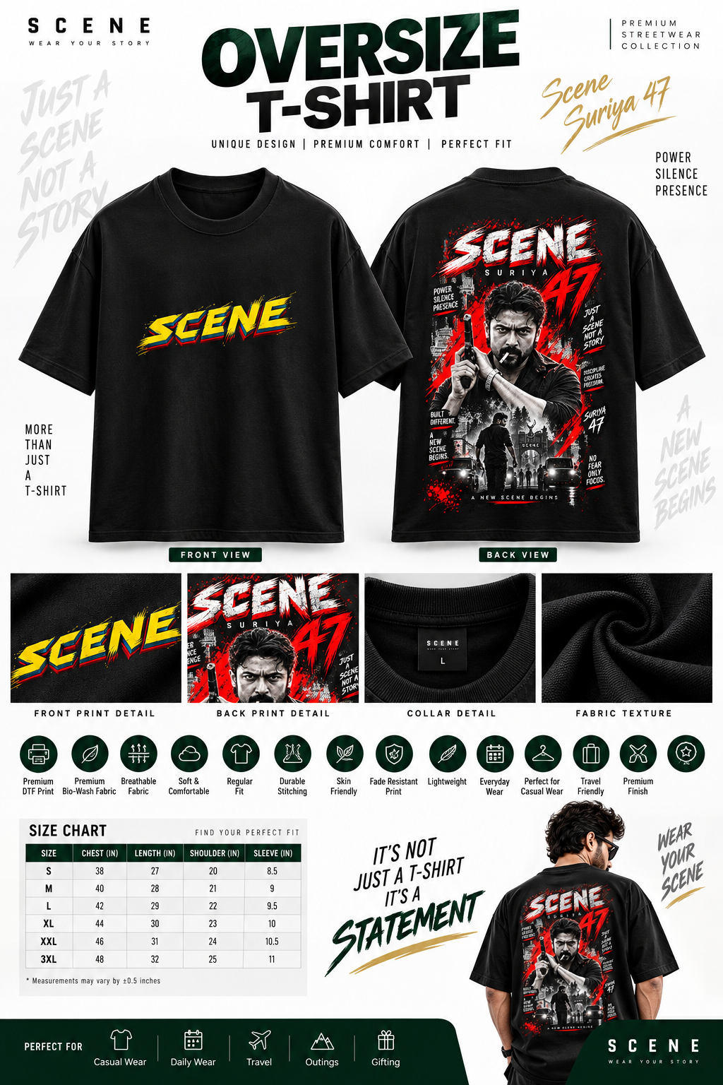 Oversized T-Shirt for Men | Premium Black Graphic Printed Oversize Tee
