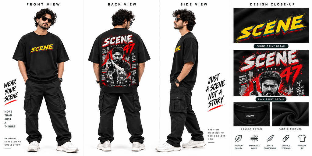 Oversized T-Shirt for Men | Premium Black Graphic Printed Oversize Tee