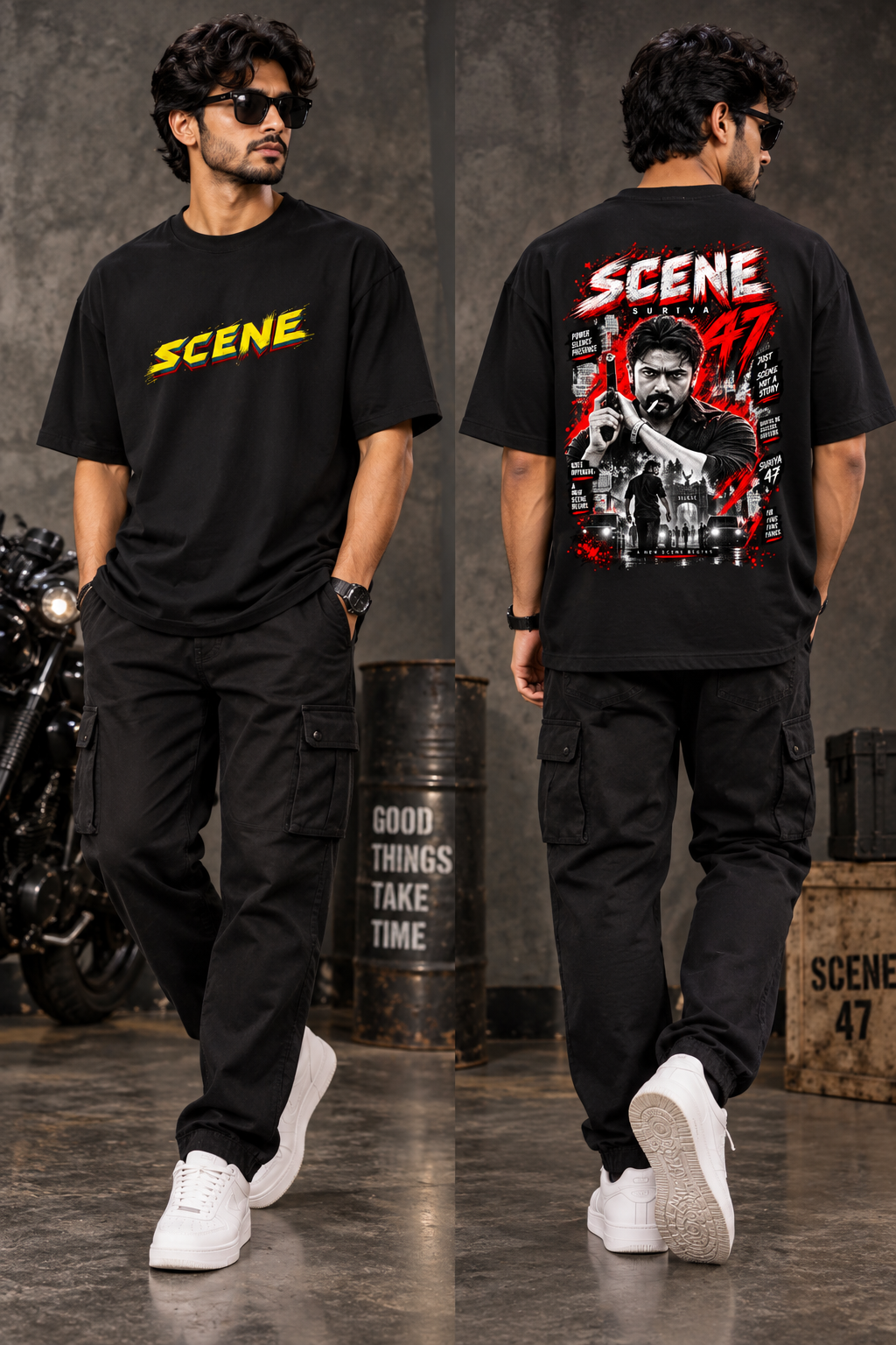 Oversized T-Shirt for Men | Premium Black Graphic Printed Oversize Tee