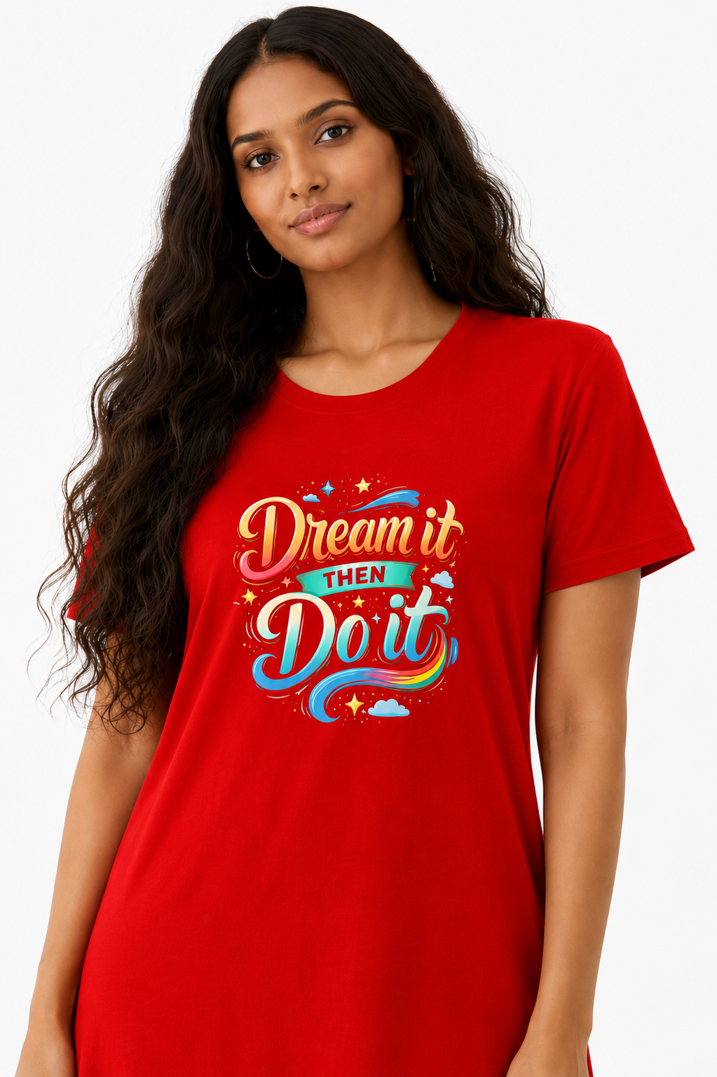 Women's Black Printed Cotton Blend Nighty – Dream It Then Do It Graphic Lounge Wear