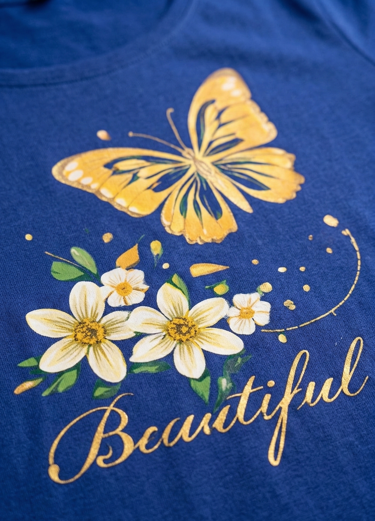 Women's Beautiful Butterfly Printed Nighty | Soft Comfortable Night Dress | Royal Blue