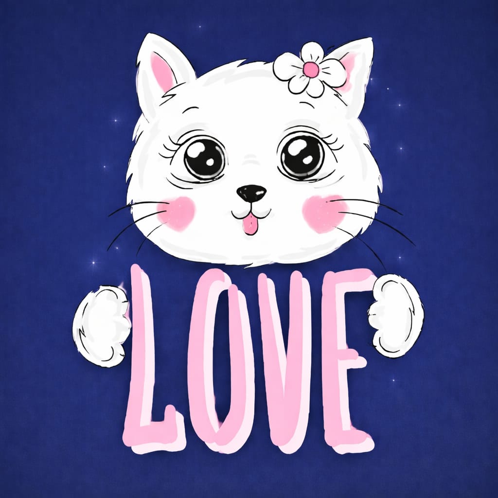 Women's Cute Cat Love Printed Nighty | Soft Comfortable Night Dress for Women